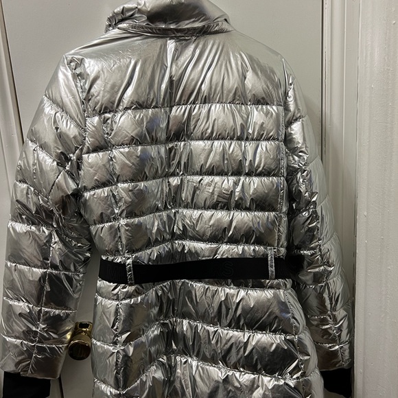 Michael Kors Belted metallic puffer Jacket - Picture 3 of 8